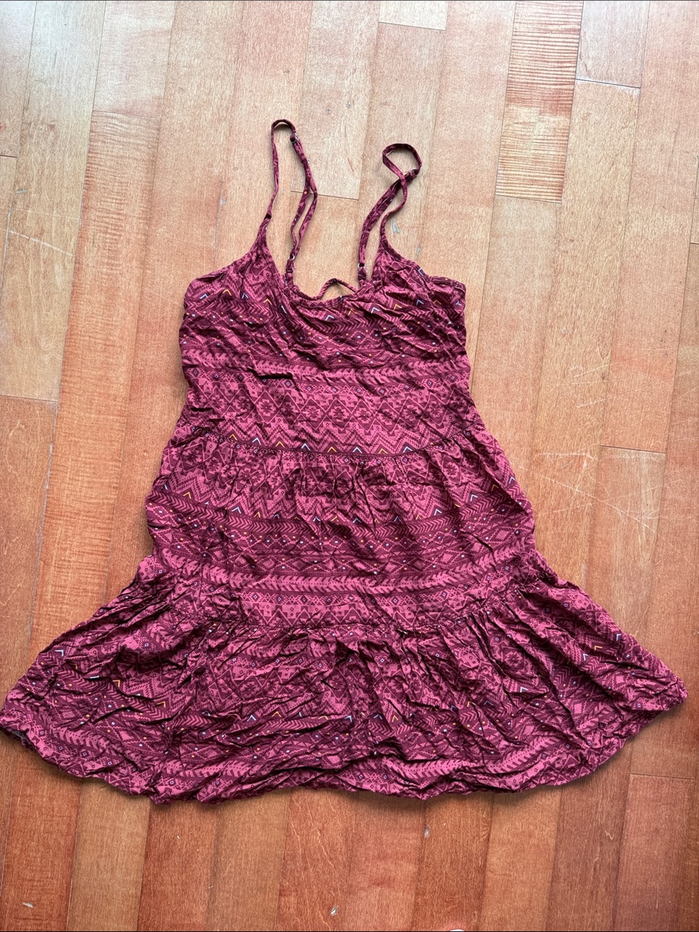 Mudd Burgundy Printed Tie-Front Dress
